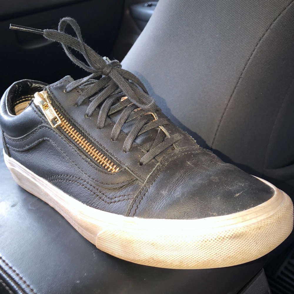 Black leather vans